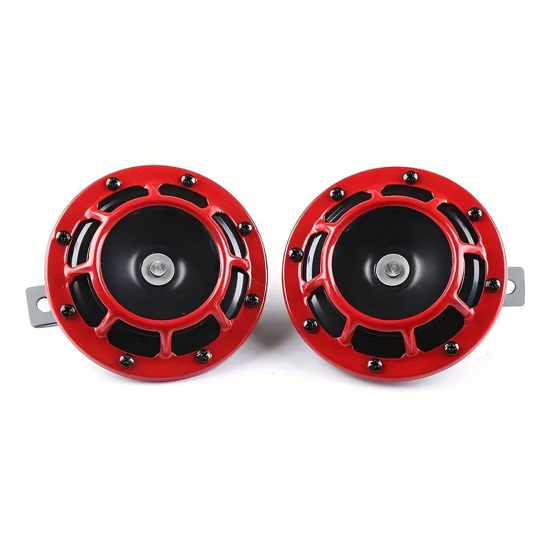TEMU 2pcs Ultra Loud Compact Electric Horn Kit, Suitable For Motorcycles And Cars Owl Shaped Electric Horn For Cars And Motorcycles Car Horn Loud / Low Tone Metal Twin Horns Kit Red/ Black