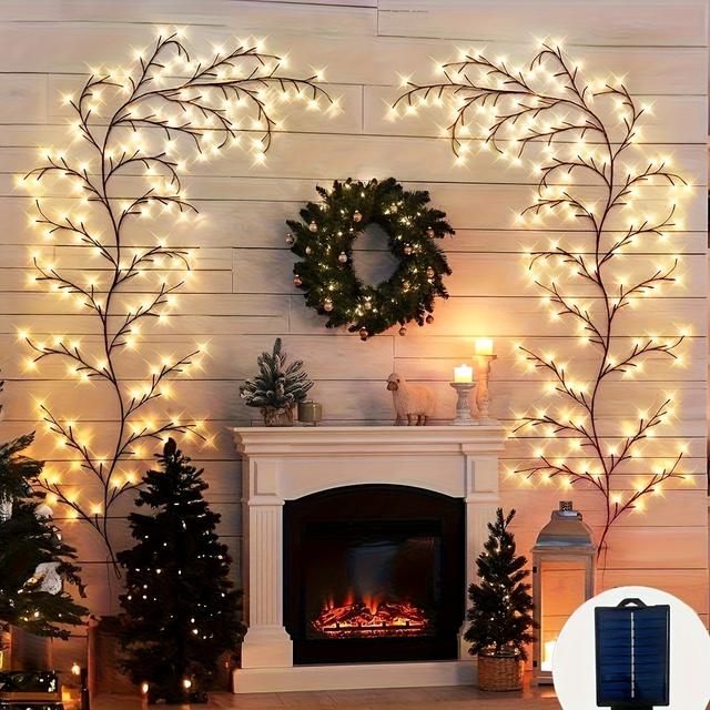 TEMU 2 peças de lâmpada solar em , sensor de fonte lumínica, comutação automática, 72 LEDs, ideal para decoração na parede, para estética do quarto ou sala