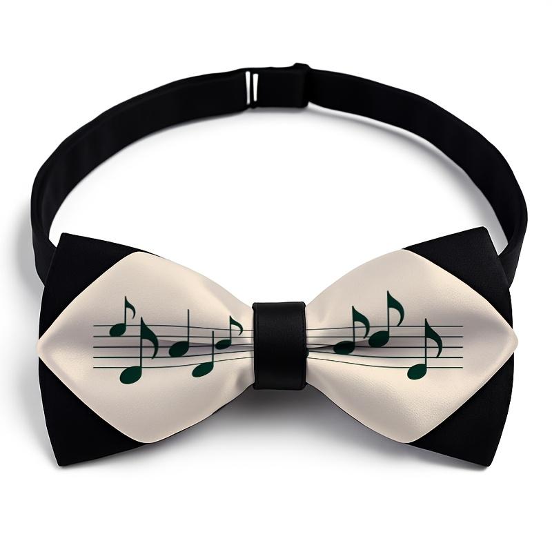 TEMU 1pc Men' Note & Treble Clef Bow Tie - 1200-needle Fabric, Machine-washable Elegant Music-themed Accessory Suitable For Parties, Weddings, Concerts - Stylish Gift For Musicians & Music Lovers