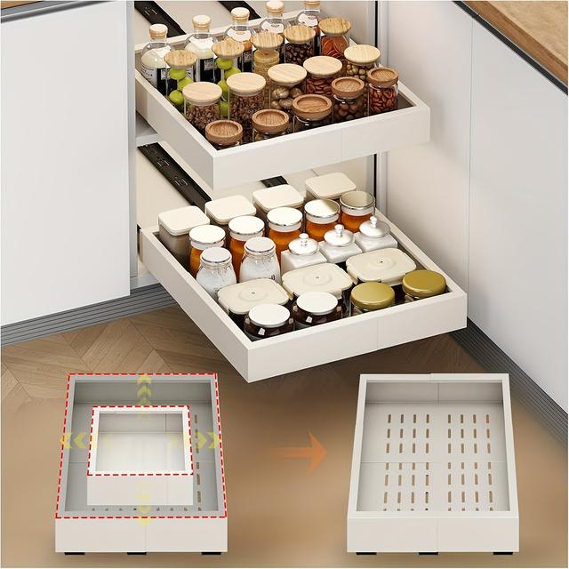 TEMU 1 Set Pull-out Cabinet Organizer | Versatile Storage For Kitchen, Pantry, Bathroom | Pot, Pans, Small Utensils, Cleaning Supplies, , Floating Shelves With Adhesive