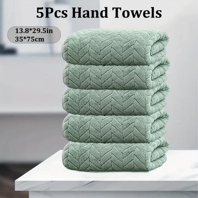 TEMU 5pcs 마이크로파이버 핸드 타월, 13.8x29.5in - 부드럽고 흡수력이 뛰어난, 욕실, 호텔, 피트니스, 사우나용 매달 수 있는 로프 디자인 - 다양한 색상, 욕실 필수품 | 현대적인 스타일 | 마이크로파이버 타월