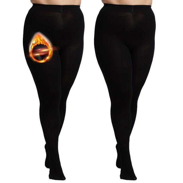 TEMU 2 قطعة ملابس داخلية نسائية عالية الخصر للتحكم في البطن - جوارب شتوية كاملة التغطية غير شفافة، جوارب ضيقة مقاس كبير للطقس البارد، أنيقة ومريحة للفساتين والتنانير والجينز (قابلة للغسل اليدوي)