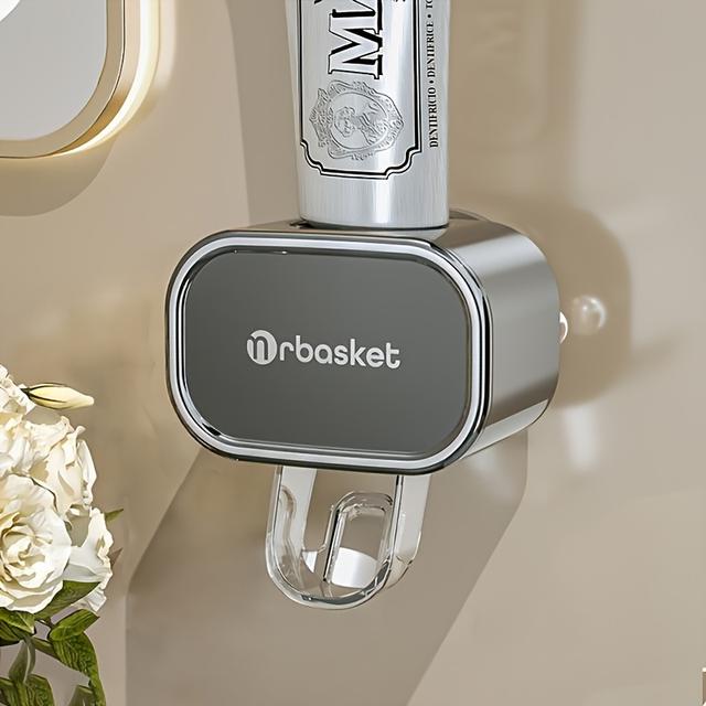 TEMU . Automatischer, wandmontierter Zahnpastaspender mit Bohrerlosen Saugnapfhalter - Robuste Metallkonstruktion, einfache Installation, eleganter, moderner Badezimmer-Organizer