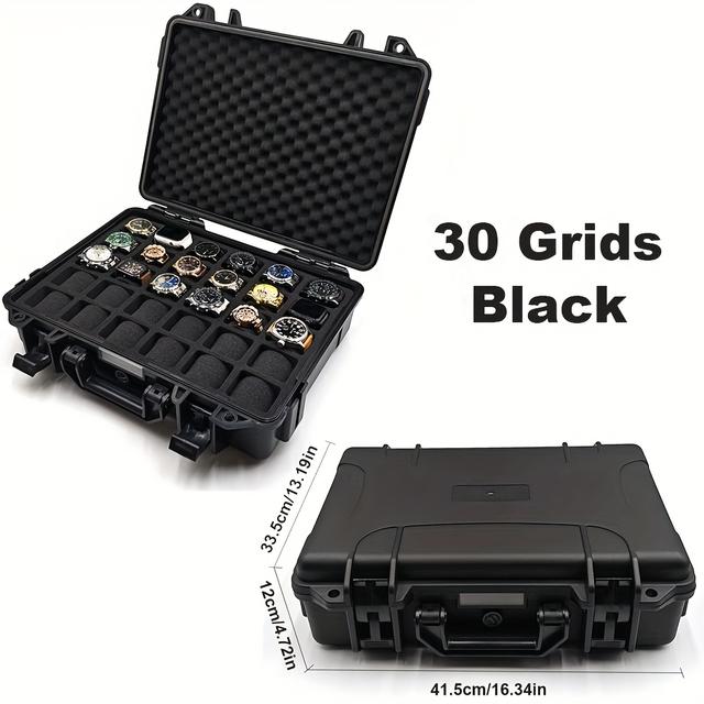 TEMU 1pc Portable Watch Storage Case | Durable Hardshell Pp/abs, Closure, Pre-cut Watch Shaped Sponge, Protects Valuable Items, To 12/ Watches, Ideal For Valentine's Day, Father's Day