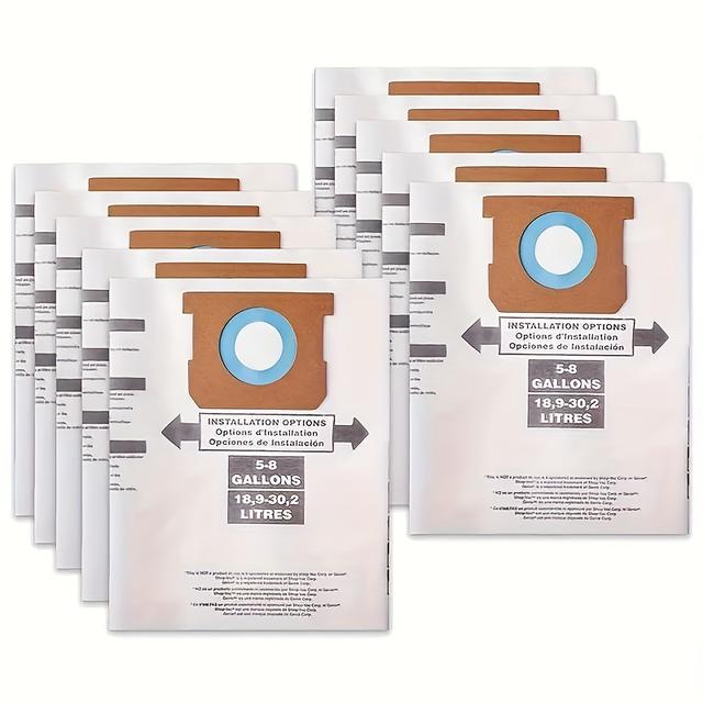 TEMU 10pcs 5-8 Gallon For Shop Vac Dust Bag - Replacement Accessory For Vacuum Cleaning - Efficient And Durable Cleaning Tool - Type E 90661 9066133, Type H 90671 9067133; Vf2004, Vhbs High