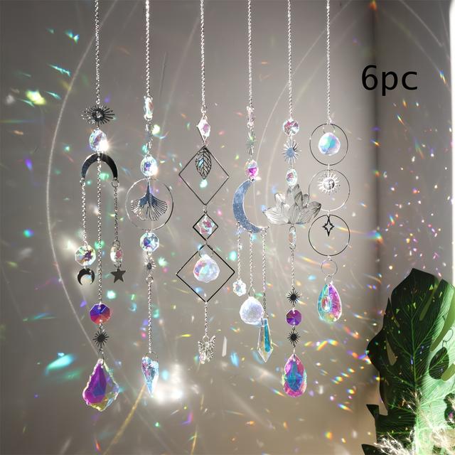 TEMU 6pcs Crystal Hanging Sun Catcher With , Perfect For Light In Gardens, Windows, And As Decorative Accents For Homes, Offices, And Parties