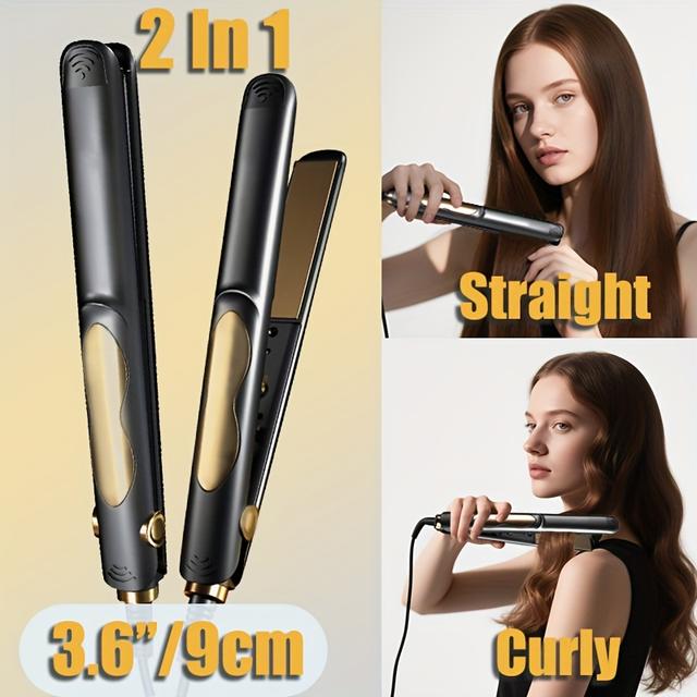TEMU جهاز تمليس الشعر المحمول 2 في 1 من MaFaZa مع لوحة، 9 سم، تحكم سريع في درجة الحرارة، تحكم ، مفتاح واحد، قفل ، سلك 1.6 متر، مثالي لتصفيفات الشعر المختلفة، تصميم مناسب للسفر، سيارة الشعر اللطيفة