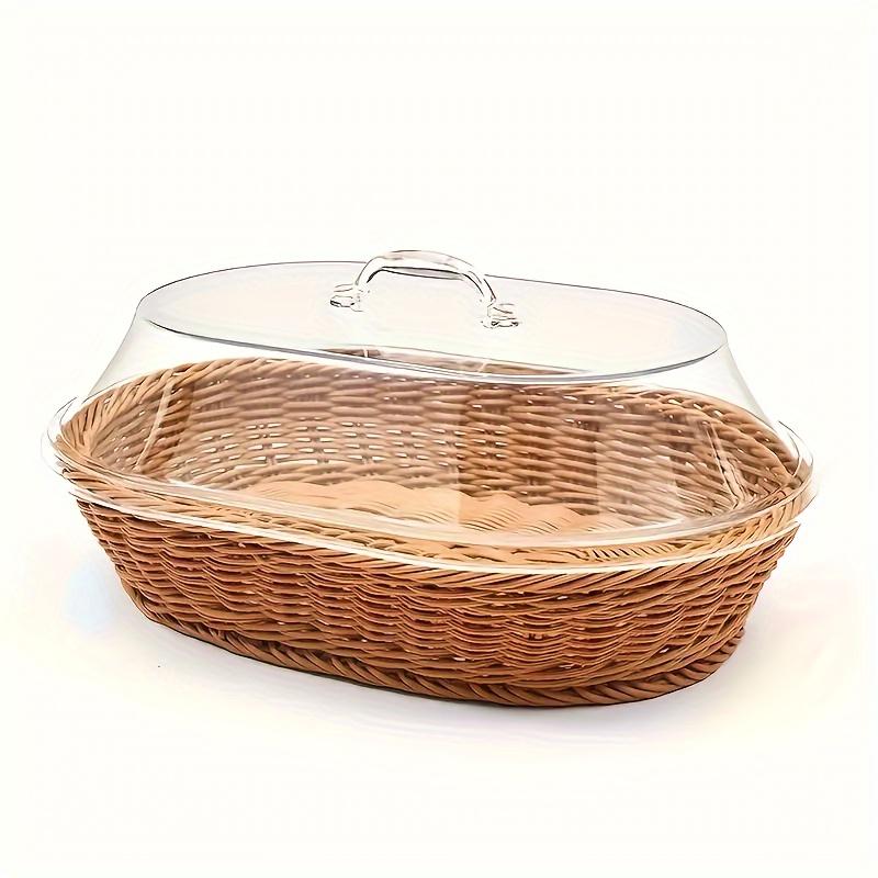 TEMU Faridabio Bread Basket - Durable, Plastic Bread Basket, Washable Food Tray For Desserts & Fruits - Perfect For Kitchen, Picnic, And Home Display, Pastry And Dessert Storage Box