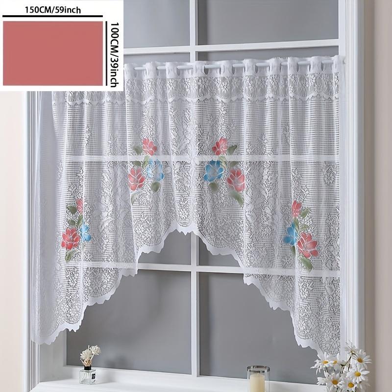 TEMU 1pc 2 Flower Lace Coffee Curtain Small Curtain