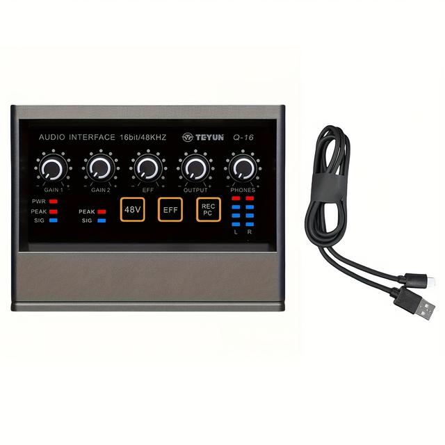 TEMU Interface Audio USB, Table de avec Prise Microphone, Alimentation XLR 48V pour Enregistrement Musical, Enregistrement sur Ordinateur, Console de Son