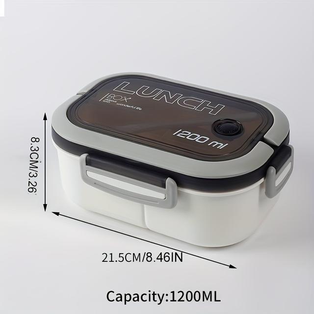 TEMU 1pc 1200ml 2-layers Sealed Lunch Box , Microwavable Bento Box With For Office,back To School