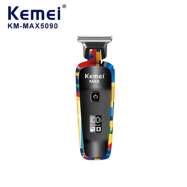 TEMU KEMEI KM-MAX 5090 ماكينة حلاقة رقمية محمولة للجسم والشعر، ماكينة نحت وحلاقة كهربائية، أداة فنية للحلاقة