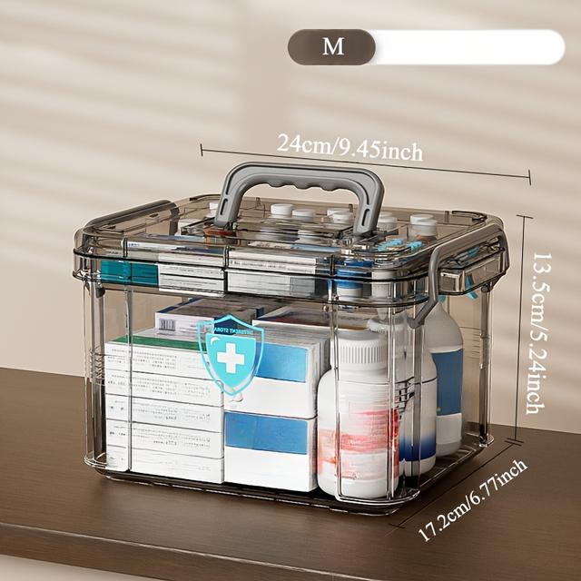TEMU Double-layer Medicine Storage Box - Transparent Multi-compartment Storage Container For Home And Bedroom Supplies