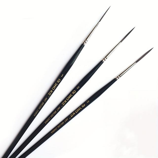 TEMU Long Hair Long Handled Brushes, 3-pack Artist Brush Set, Long Brushes Easier To Draw Long, Clear Lines For Delicate Details In Oil, Acrylic Or Watercolor (black)