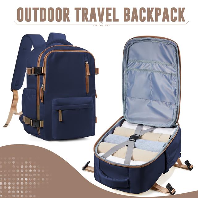 TEMU Coofay Lightweight Nylon Hiking Backpack - Unisex Outdoor Daypack With Multiple Compartments, Adjustable Straps, And Mesh Shoe Pocket, Navy Blue, Travel Backpack