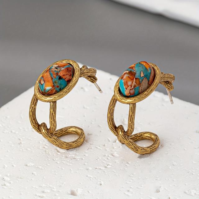 TEMU Pendientes de oreja para mujer estilo piedra natural