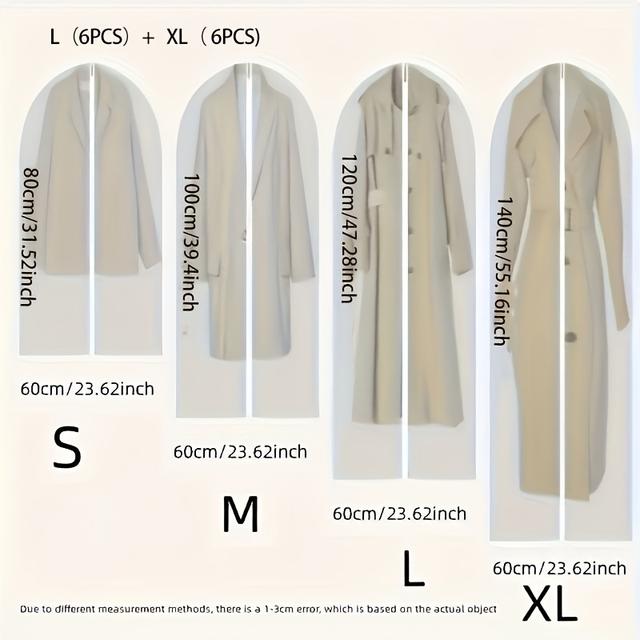 TEMU 12/15pcs Transparent Garment Bag Clothing Cover Dust Proof For Storage Plastic Garment Bag Hanging Garment Bag Dress Bag Dress Bag Long Zippered Wardrobe