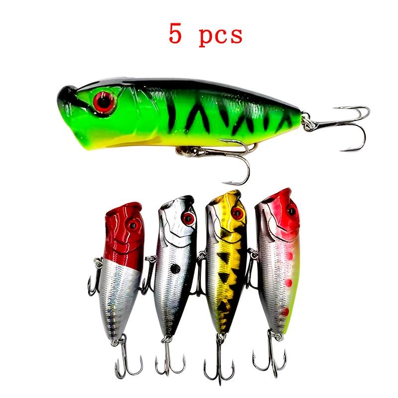 TEMU A Set Of 5 Floating Surface Lures, Designed For Long-distance Casting With A Size Of 6.5 Cm (2.56 Inches) And A Weight Of 11 Grams (0.39 Ounces), In 5 Colors For , , And Perch