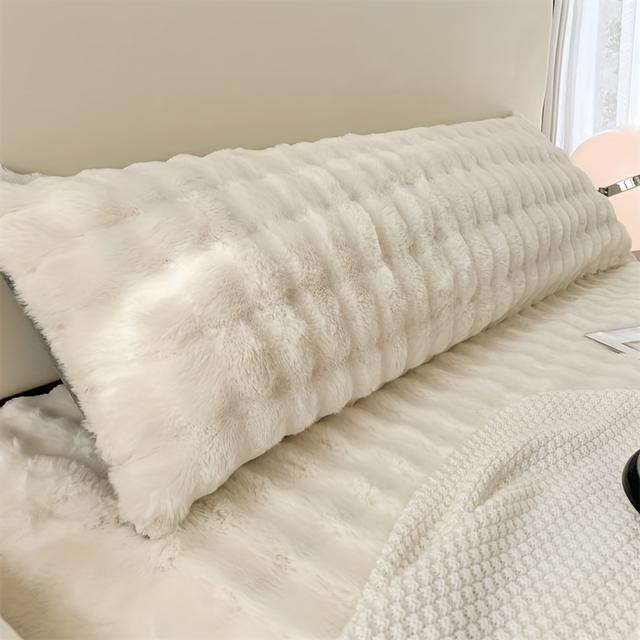 TEMU 1pc Extra-long Plush Pillowcase (48.01x150.01cm/180.01cm) - Soft Fluffy Fur/milk Velvet, Zipper Closure, Machine Washable, Modern , Smooth Texture, Decorative For Bedroom/, Ideal Gift