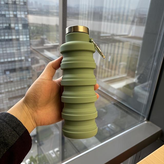 TEMU 1pc Portable Folding Cup, Collapsible Silicone Water Cup, Reuseable 16oz, Lightweight Leakproof Portable Travel Water Bottles For Traveling Camping Hiking Sports Outdoors