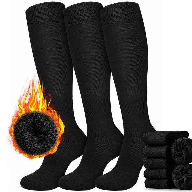 TEMU 3 Pairs Warm Thick Knee High Socks For Men And Women - Cushioned Long Socks For,work,winter,gifts