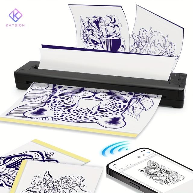 TEMU Sk30 Thermal Tattoo Printer With 15 Transfer Papers And A Portable Bag, Suitable For And Beginners As A Wireless Thermal Tattoo Printer, Compatible With Mobile Phones, Tablets, And Computers