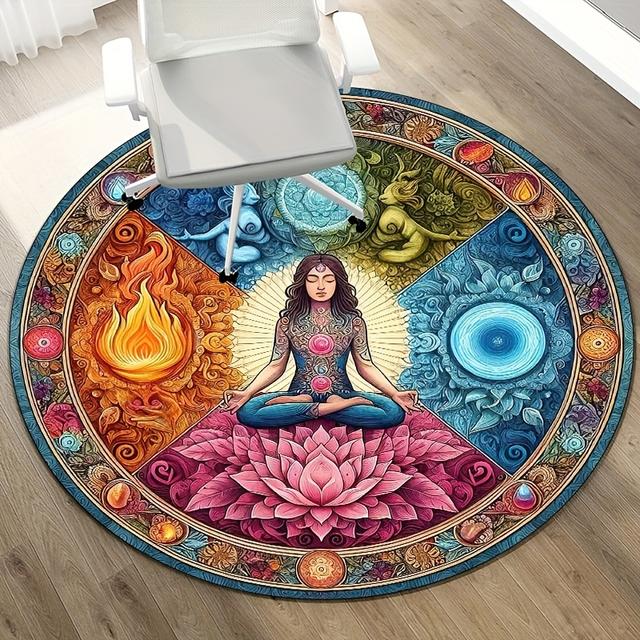 TEMU Tapete de Meditação para Yoga Lotus Girl, Cristal 800g/m², Água e , para , Quarto, Varanda, Viagem, Tapete de Chão
