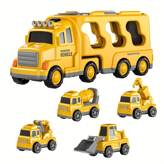 TEMU Baumaschinen-Spielzeug für Kinder über 2 Jahre, Baufahrzeug-Set mit Reibungsantrieb, Geburtstags- und Festtagsgeschenke für Kinder, Farbe zufällig