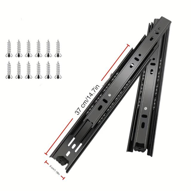 TEMU Un juego de dos guías silenciosas para cajones con guías de rodamiento de extensión completa, montadas lateralmente, adecuadas para archivadores, botes de basura, gabinetes de cocina y tocadores