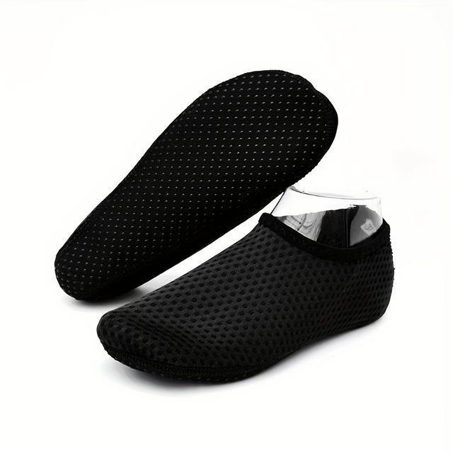 TEMU Quick-dry Non-slip Women's Swim Shoes - Lightweight, Breathable Fabric, Beach, Yoga, Surfing & Poolside Activities, , Black With White Accents, Poolside Shoes | | Quickdry Sol