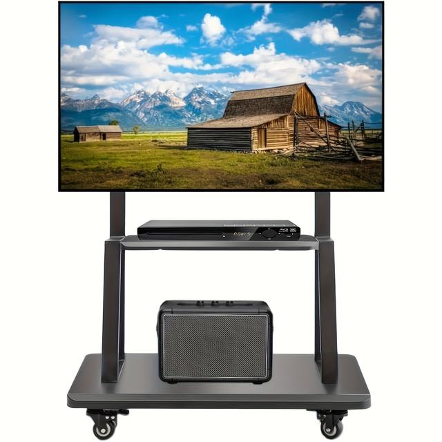 TEMU Gogoya Tv Stand With Wheels: Floor Tv Stand Mount For 32-75 Inch Led Lcd Oled Screens Mobile Tv Trolley With 2 Tier Shelves Ultra Stable Tv Cart Height Adjustable Vesa Base To 80kg