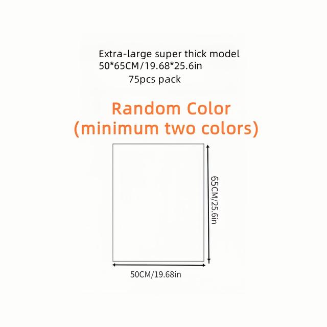 TEMU 75pcs/100pcs 5pcs Large Thickened Disposable Plastic Bags With Colorful Handles For Household Use