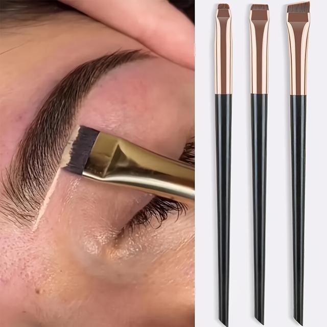 TEMU 3pcs/set Angled Eyeliner Brush, Fine Eyeliner Brush, Ultra-thin Eyeshadow Brush, Makeup Brushes