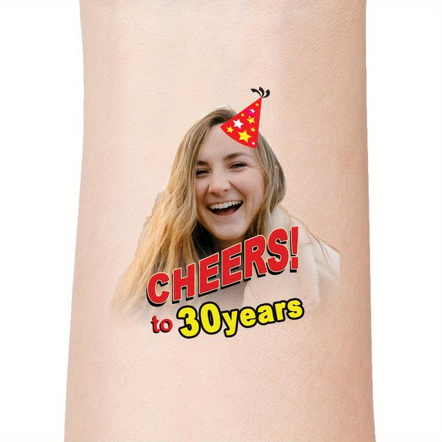 TEMU Gathering, Custom Photo Temporary Tattoos For Birthday Parties - Personalized Face & Logo Designs, Guest Decor & Fun Party Favors, No Batteries Required