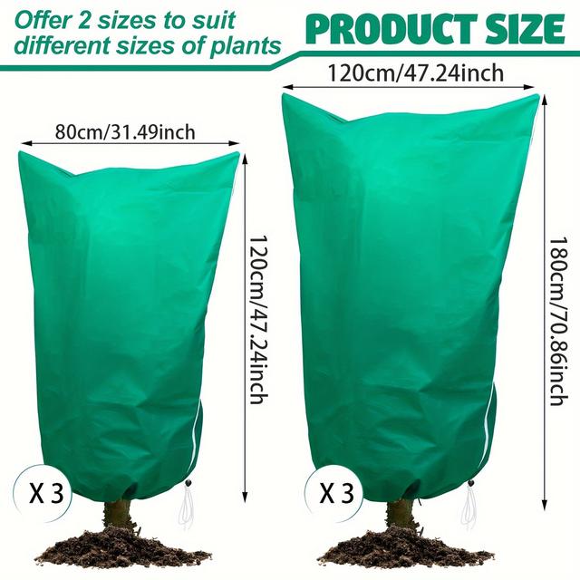 TEMU 3er-Pack Pflanzenbezugsschutz, 47" x 70" 2.8oz Eisklischeiber-Stoffdecke mit Reißverschluss-Design, geeignet für Pflanzen in Behältern, Büschen und Obstbäumen im Freien