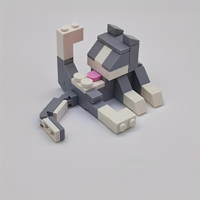 TEMU Креативні блоки для "Котик, що вилизує шерсть" - -іграшка для каліко, триколірних та сіамських котів