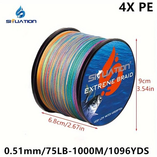 TEMU خيط صيد PE 4 خيوط، 4X متانة فائقة، 1000 متر/1096 ياردة/3280 قدم، متخصص في صيد الطعم والشباك