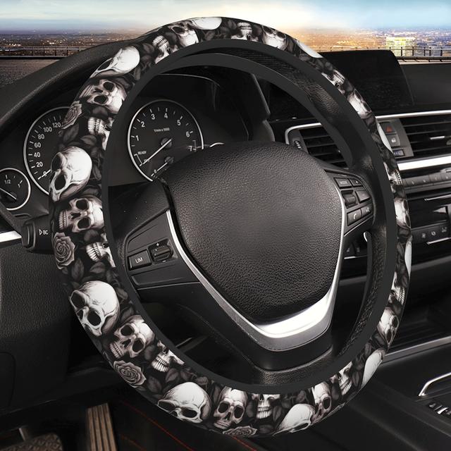 TEMU And Rose Elastico Car Steering Wheel Cover - 15 Inch Universal Fit, No , Polyester Material
