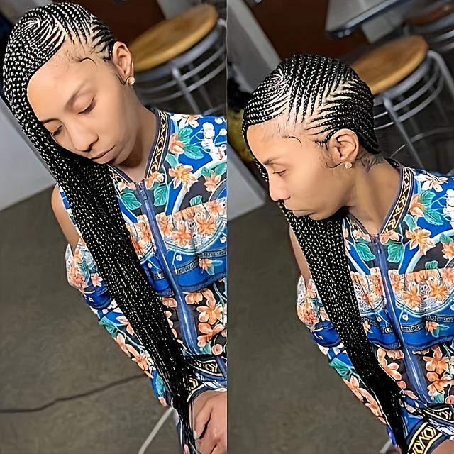 TEMU Transparent New Full Lace Hand-woven Braids Whole Head Wig 2 Strands Twisted Braids Full Lace Breathable Mesh Fashionable And For Daily Wear