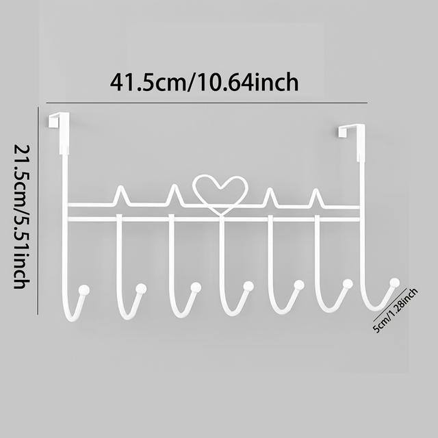 TEMU Easy-to-install Over-the-door Hanging Rack - Space-saving Metal Storage Shelf, Fits 20 Keychains. Suitable For Towels, Clothes & Caps; No Nails Needed Wall Hooks With Design