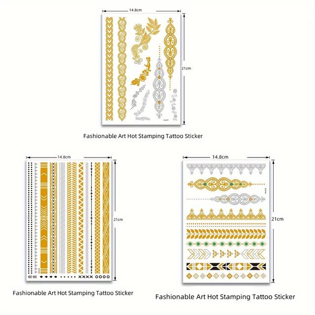 TEMU 3pcs Chic Temporary Tattoos - Waterproof & Hypoallergenic, & Remove For Women - Special Occasions