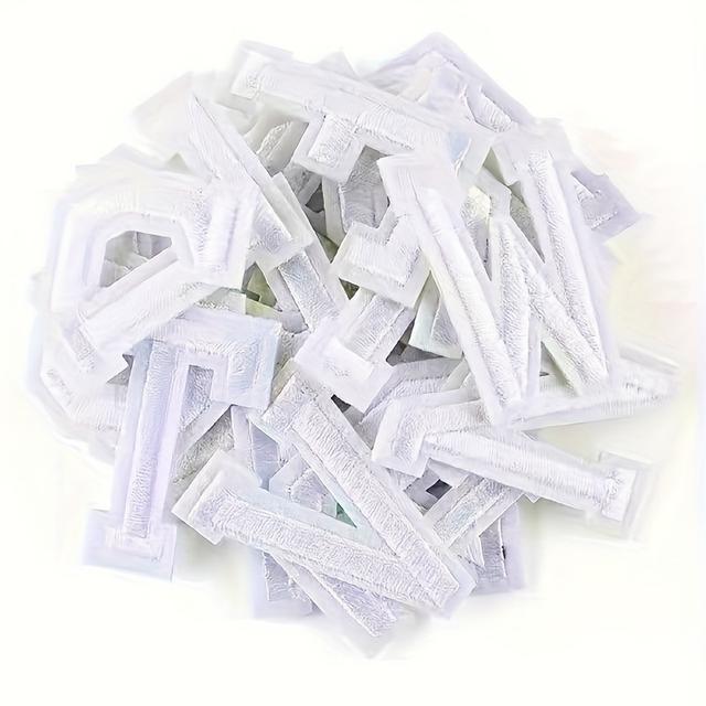 TEMU 52pcs Letter Patch With Hot Ironing Adhesive Letter , Decorative Patch For Shirts Jackets Hats Jeans Shoe Bags (white)
