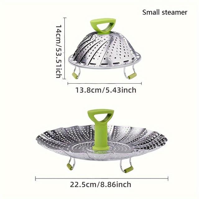 TEMU Ne-001 1pc, Universal Steaming Rack, Vegetable Steamer Basket, Stainless Steel Folding Steamer, For Cooking Fish, Seafood, Bread, Kitchen Supplies