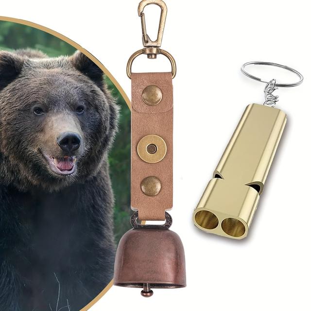 TEMU Loud Bear Bell With Whistle Set For , Bear Bell With Magnetic Muffler, Emergency Whistle For Hiking/fishing/boating/camping/rock Climbing
