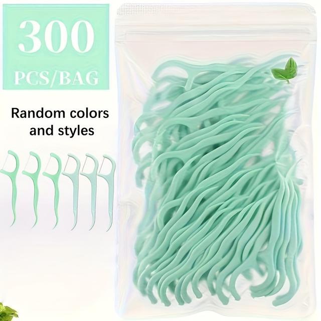 TEMU 300 Palillos de hilo dental con sabor a - Palillos de limpieza profesionales de polietileno con sabor a - Mango antideslizante, hilo más fino y resistente para y los de alimentos, el