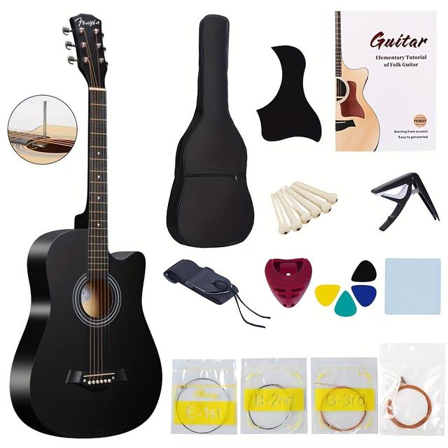 TEMU 38-inch Beginner Practice Acoustic Guitar With Adjustable Truss Rod, Suitable For Men And Women, Ideal For New Students And Children, Perfect For Adults With No Experience