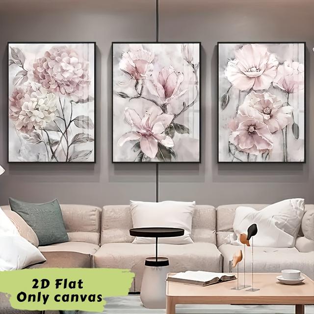 TEMU 3szt. Obraz Na Płótnie, Piękne Plakaty Na Płótnie Z Kwiatami, Do Salonu, Idealna Dekoracja Domu, Bez