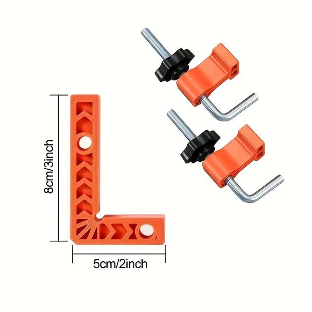 TEMU Woodworking 90-degree Right Angle Clamp Set - A Precise For Assembling Frames, Cabinets, And Boxes, Including Plastic Corner Clamps And A Woodworking Square Tool Kit For Accurate Measurements