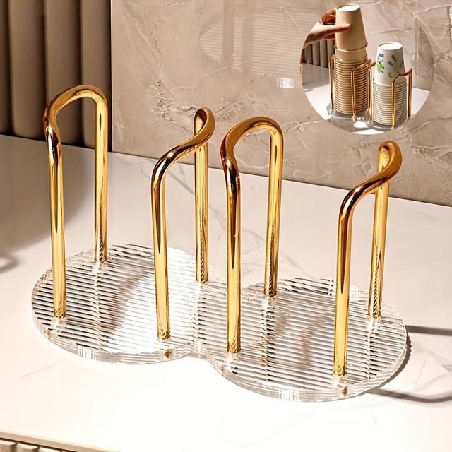 TEMU Disposable Paper Cup Holder, Modern Desktop Water Cup Storage Rack, Cup Organizer For Home Office Hotel Decor