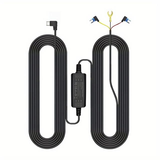 TEMU Feszültségcsökkentő Kábel 12V/24V Autó Videó Rögzítőhöz, Hárommagos Parkoló Autó Tápkábel